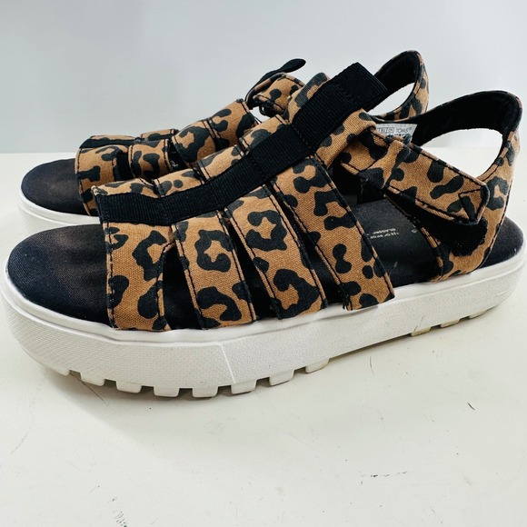 TOMS Leopard Print Platform Sandals Lug Sole Strappy Slides Women's Size 6 - Picture 3 of 9